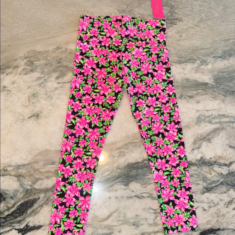 Lilly Pulitzer Pink and Green Floral Leggings